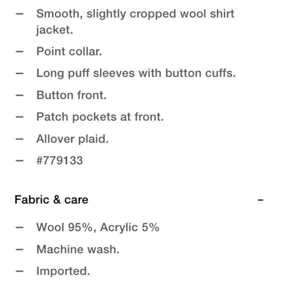 Puff Sleeve Cropped Wool Shirt Jacket - Picture 4 of 4